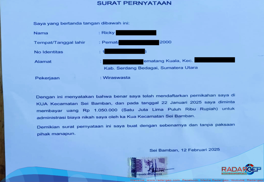 Terkuak, Kepala KUA Sei Bamban Membenarkan Ada Pungli